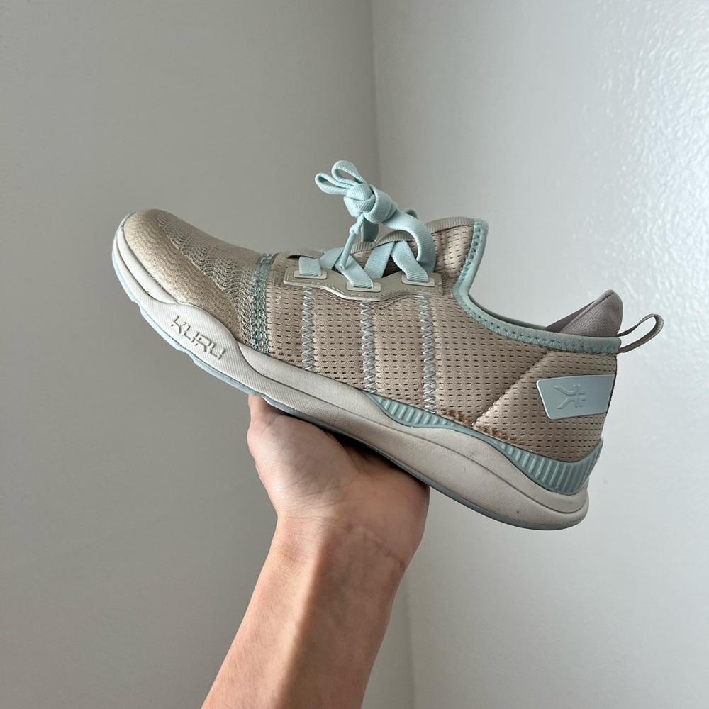 KURU Stride Move Women's Beige Blue Sneakers Size 6.5 Orthopedic Shoes